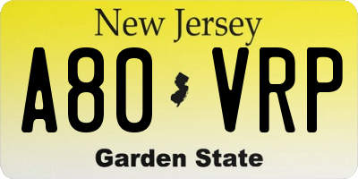 NJ license plate A80VRP