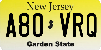 NJ license plate A80VRQ