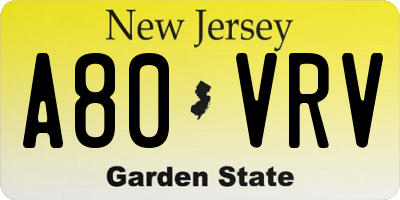 NJ license plate A80VRV