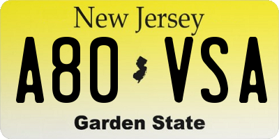 NJ license plate A80VSA