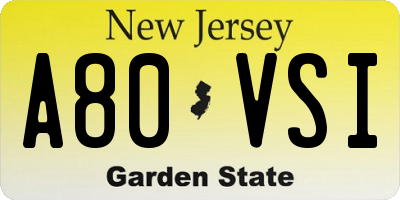 NJ license plate A80VSI