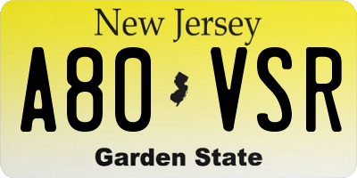 NJ license plate A80VSR
