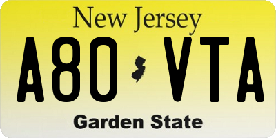 NJ license plate A80VTA