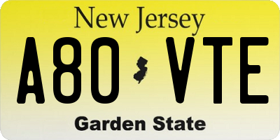 NJ license plate A80VTE