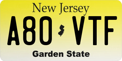 NJ license plate A80VTF