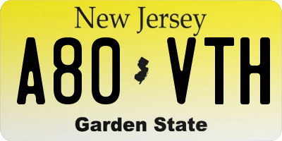 NJ license plate A80VTH