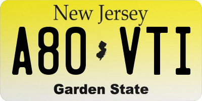 NJ license plate A80VTI