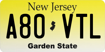NJ license plate A80VTL