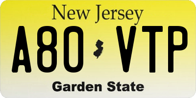 NJ license plate A80VTP