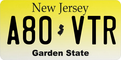 NJ license plate A80VTR