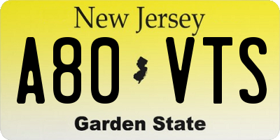 NJ license plate A80VTS