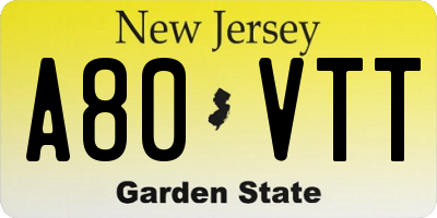 NJ license plate A80VTT
