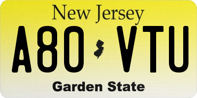 NJ license plate A80VTU