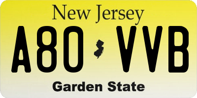 NJ license plate A80VVB