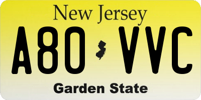 NJ license plate A80VVC
