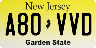 NJ license plate A80VVD