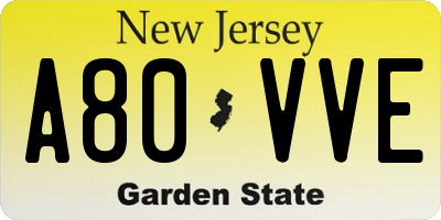 NJ license plate A80VVE