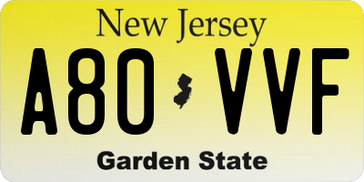 NJ license plate A80VVF