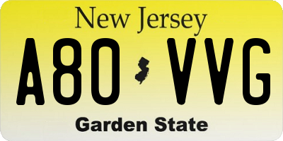 NJ license plate A80VVG