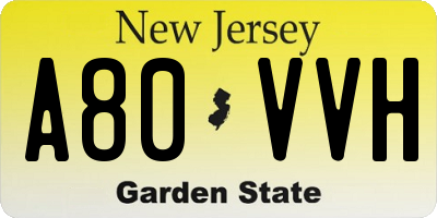 NJ license plate A80VVH