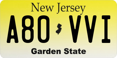 NJ license plate A80VVI