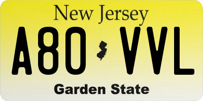 NJ license plate A80VVL