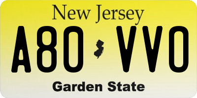 NJ license plate A80VVO