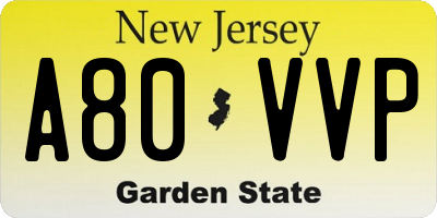 NJ license plate A80VVP