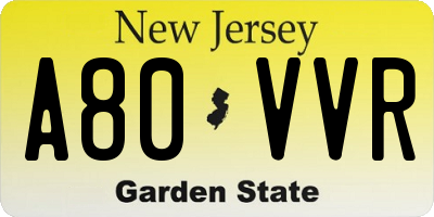 NJ license plate A80VVR
