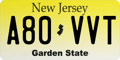 NJ license plate A80VVT