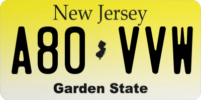 NJ license plate A80VVW