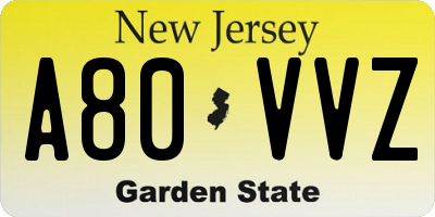 NJ license plate A80VVZ