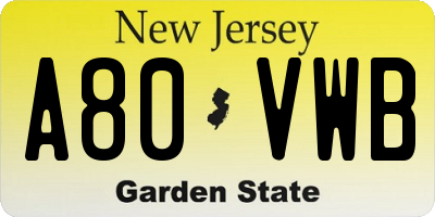 NJ license plate A80VWB