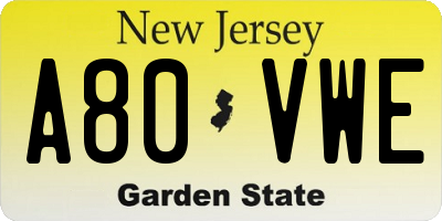 NJ license plate A80VWE