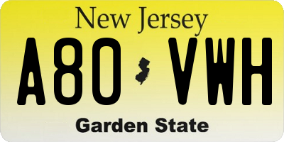 NJ license plate A80VWH