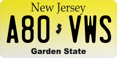 NJ license plate A80VWS