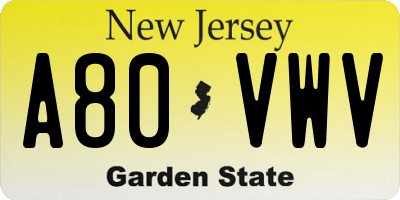 NJ license plate A80VWV