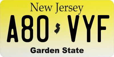 NJ license plate A80VYF
