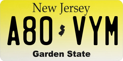NJ license plate A80VYM