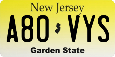 NJ license plate A80VYS