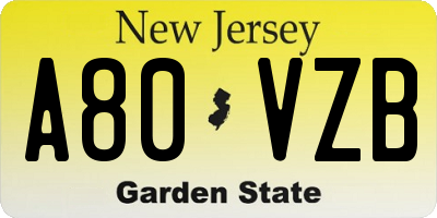 NJ license plate A80VZB