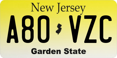 NJ license plate A80VZC