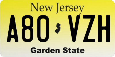 NJ license plate A80VZH
