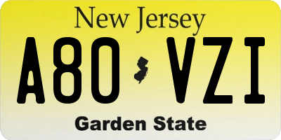 NJ license plate A80VZI