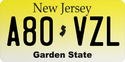 NJ license plate A80VZL
