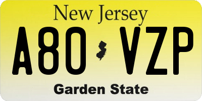 NJ license plate A80VZP