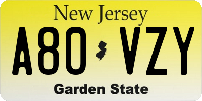 NJ license plate A80VZY