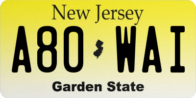 NJ license plate A80WAI