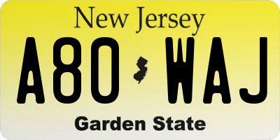 NJ license plate A80WAJ