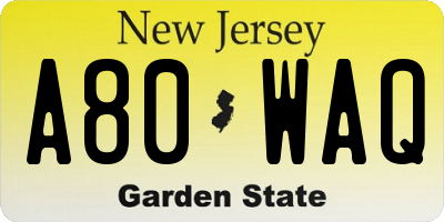 NJ license plate A80WAQ